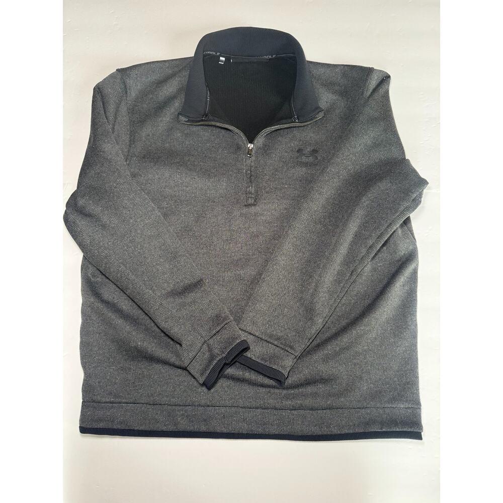 Under Armour Golf Mens Large Gray 1/4 Zip Pullover Sweater Fleece Stretch Logo